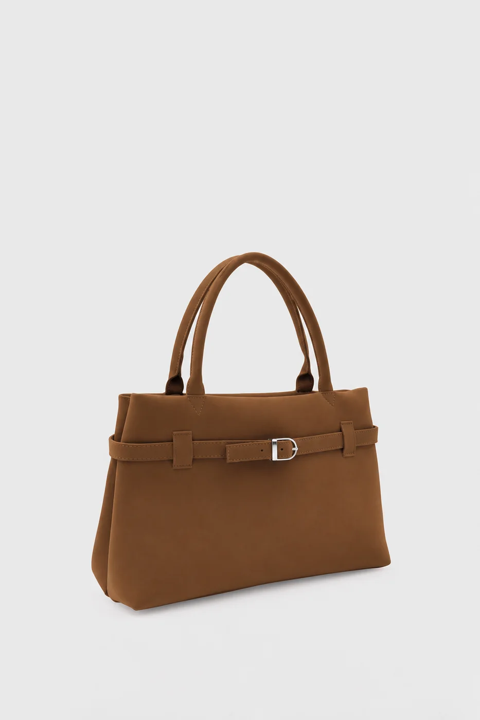 faux suede shoulder bag in tan
