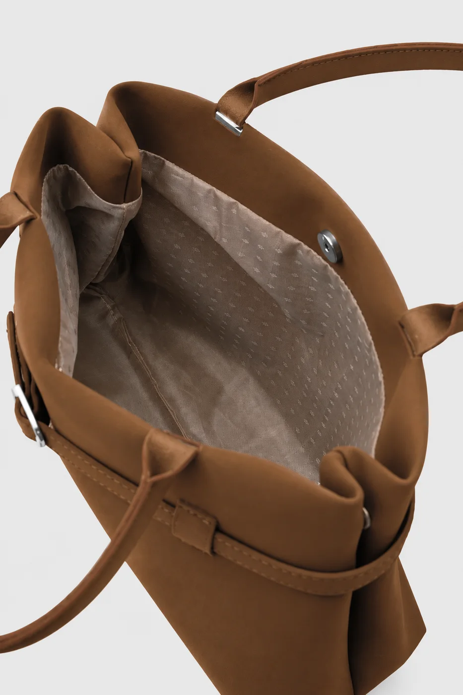 faux suede shoulder bag in tan