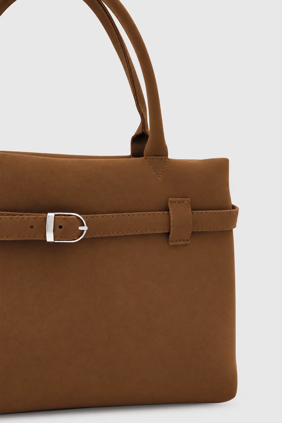 faux suede shoulder bag in tan
