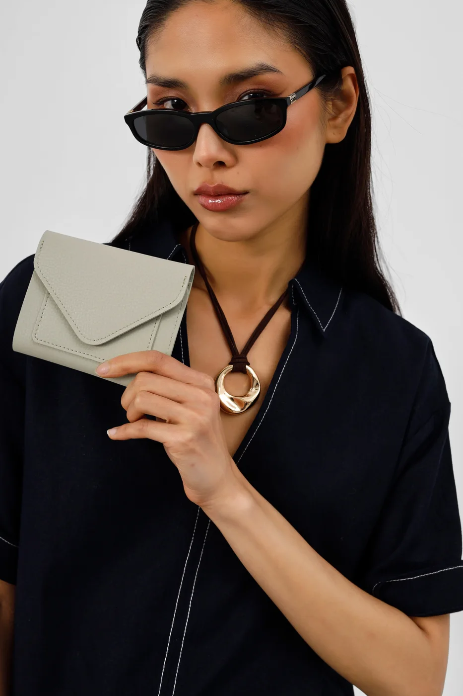 faux leather wallet in mint