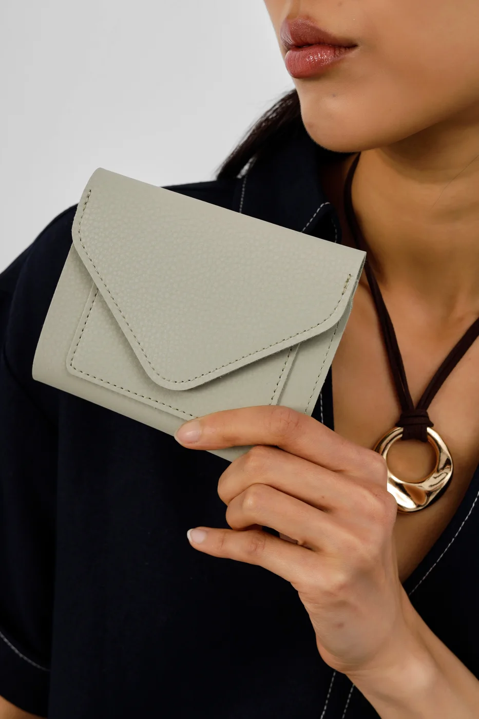 faux leather wallet in mint