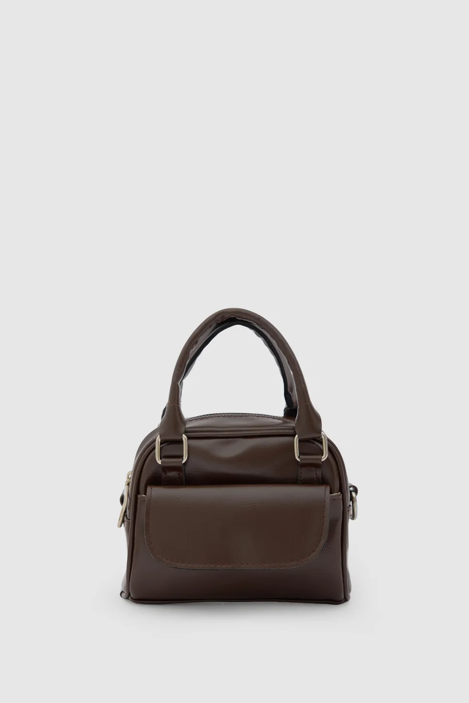 Faux leather crossbody bag in dark brown