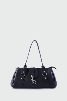 faux leather baguette bag faux leather baguette bag in black