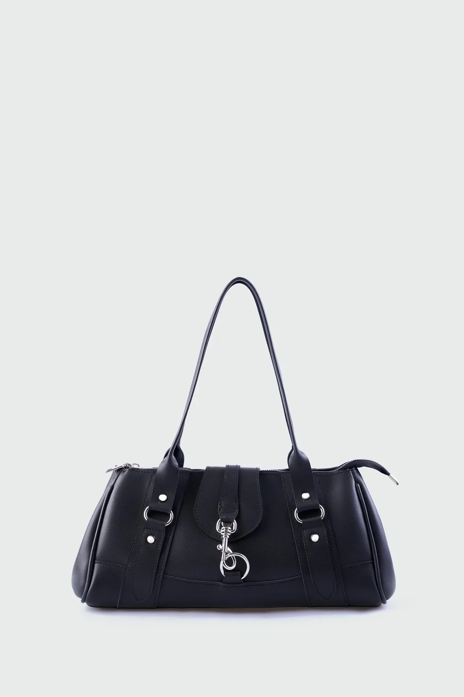 faux leather baguette bag faux leather baguette bag in black