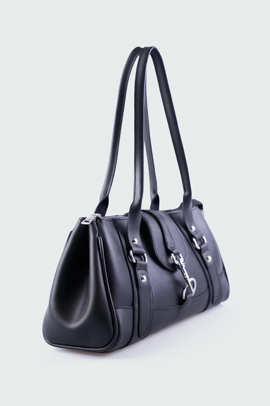 faux leather baguette bag faux leather baguette bag in black