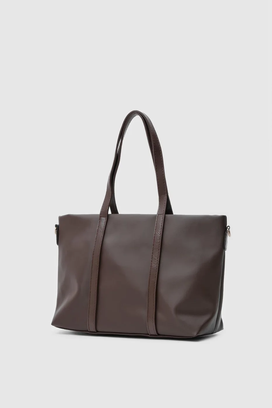 satin shoulder bag in dark brown