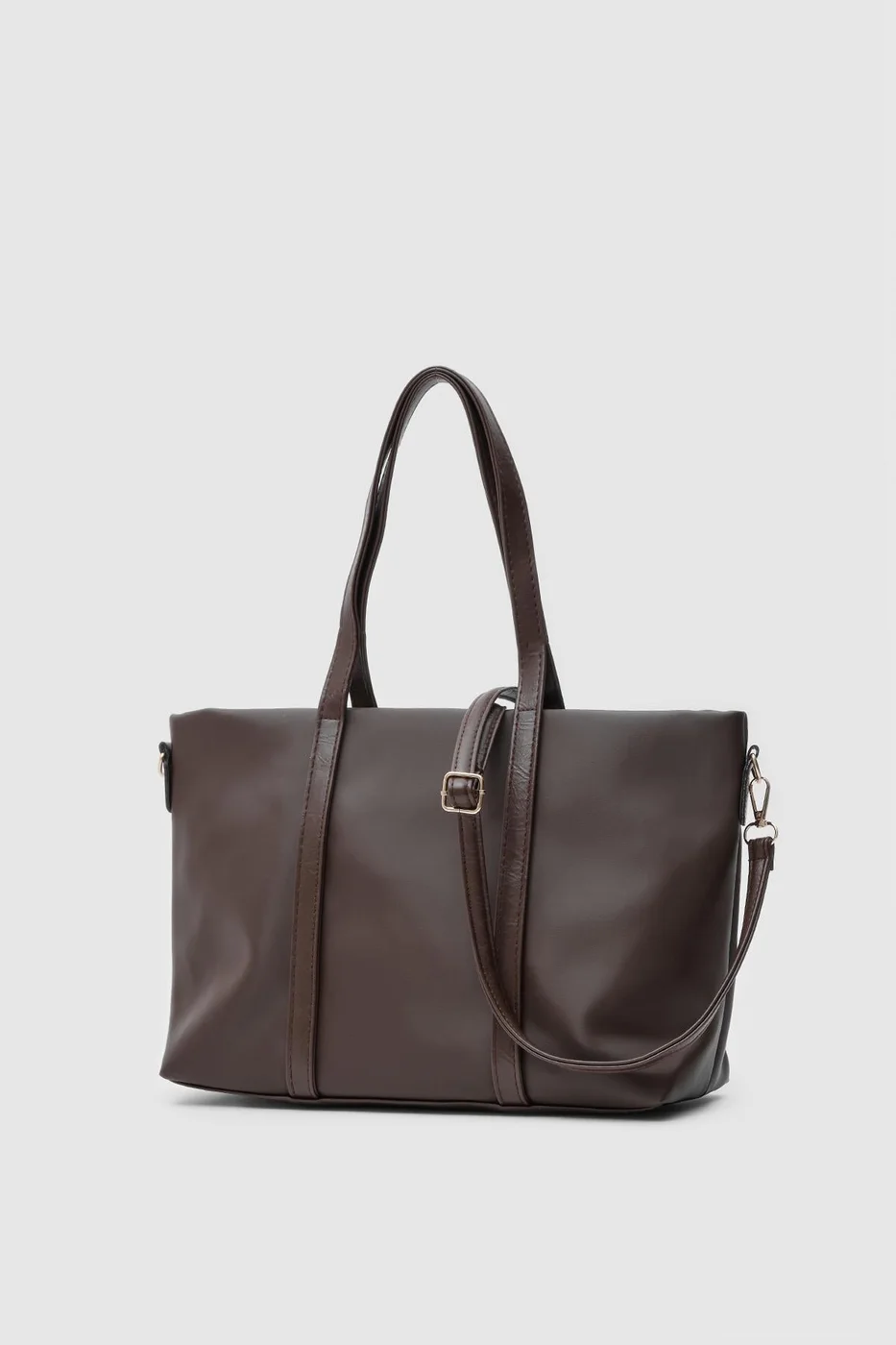 satin shoulder bag in dark brown