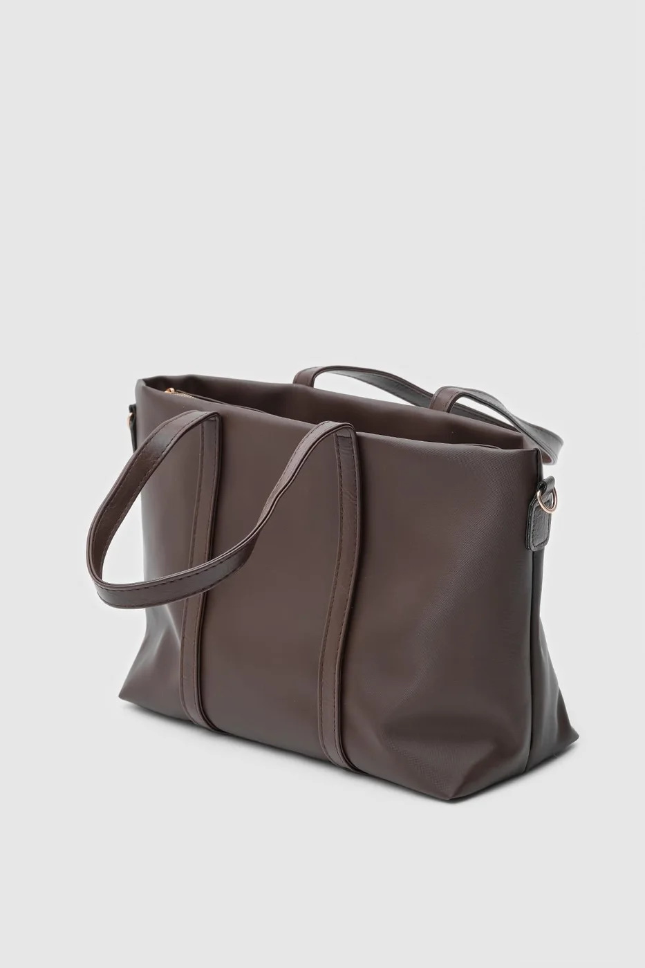 satin shoulder bag in dark brown