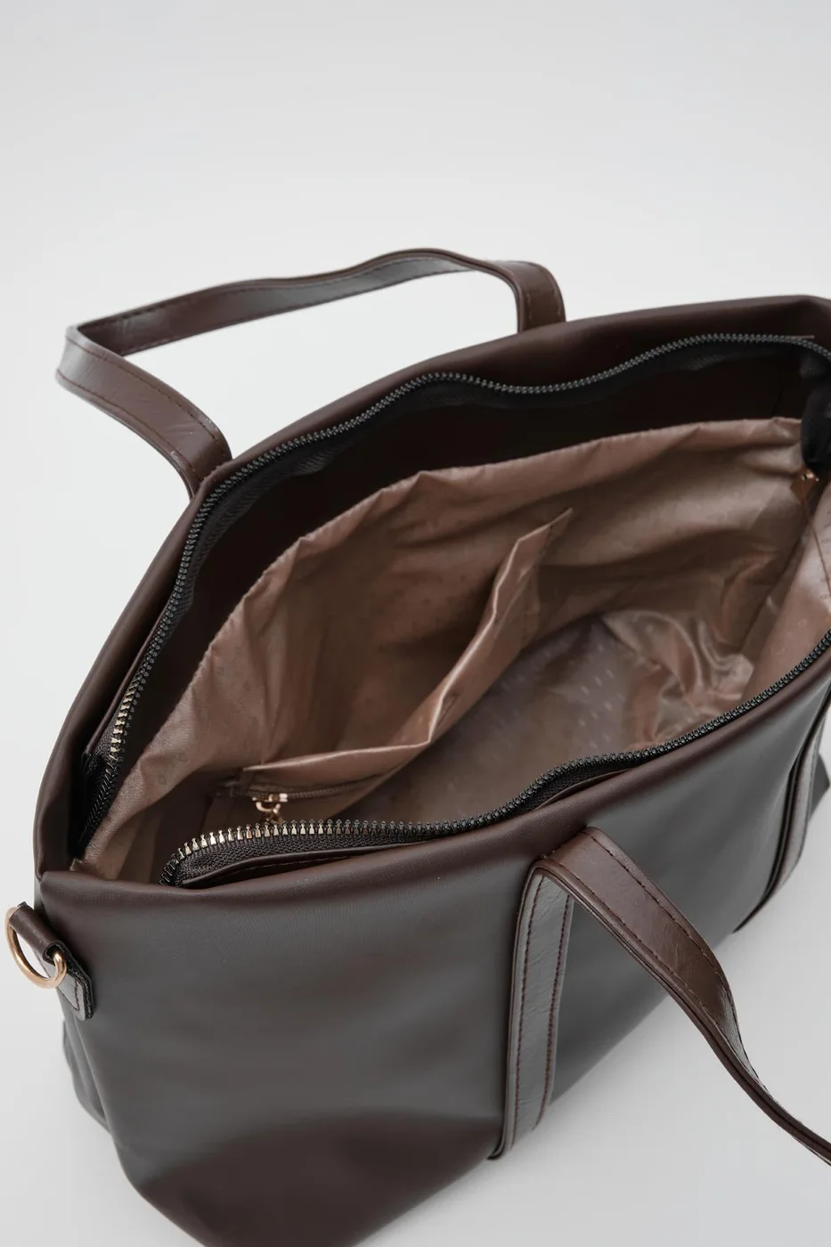 satin shoulder bag in dark brown