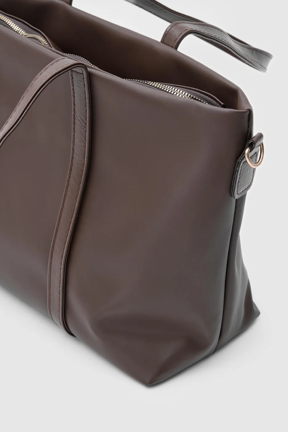 satin shoulder bag in dark brown