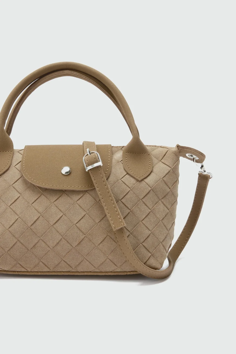 faux suede crossbody bag faux suede crossbody bag in taupe
