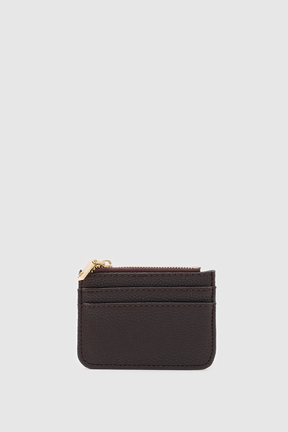 Faux leather card holder in dark brown