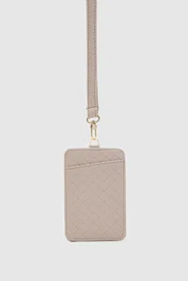 faux leather card holder in cream