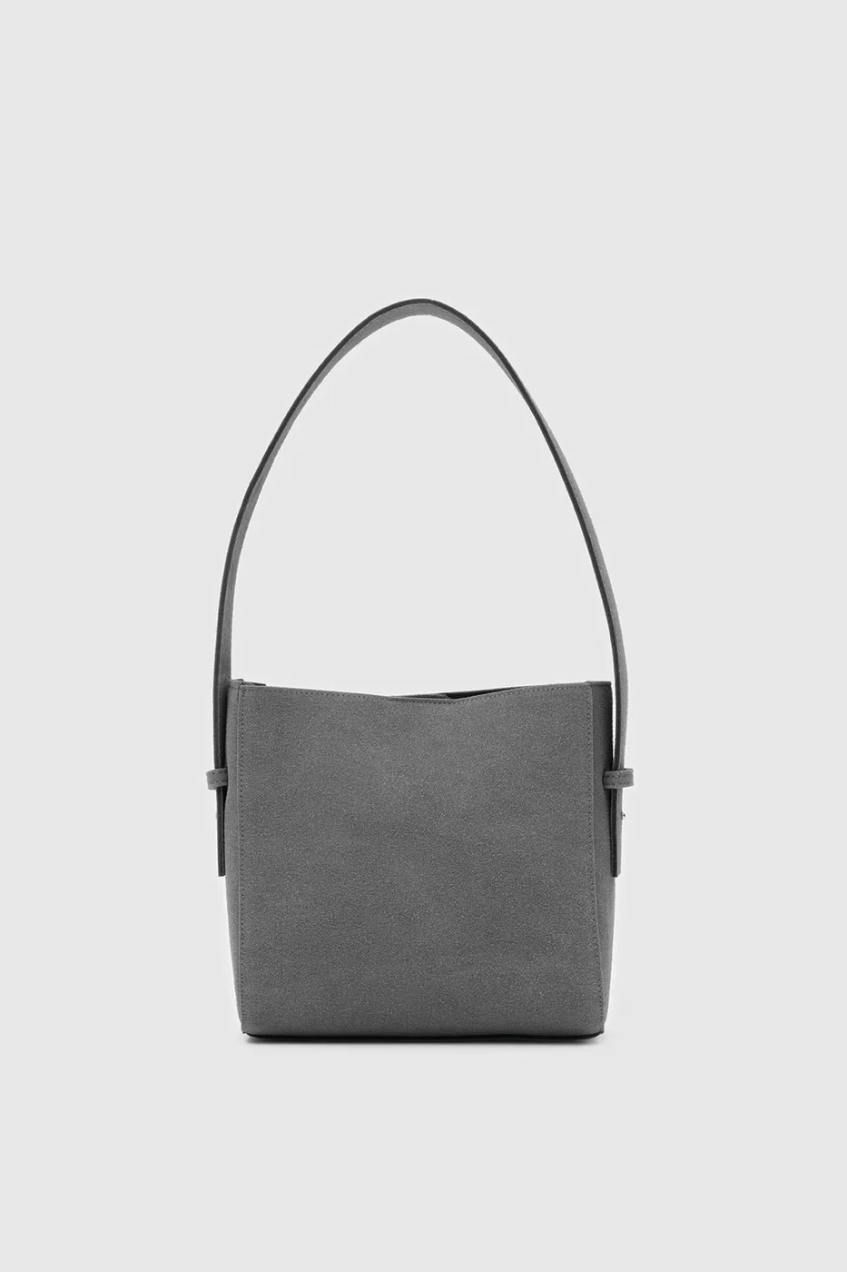 faux suede shoulder bag in anthracite