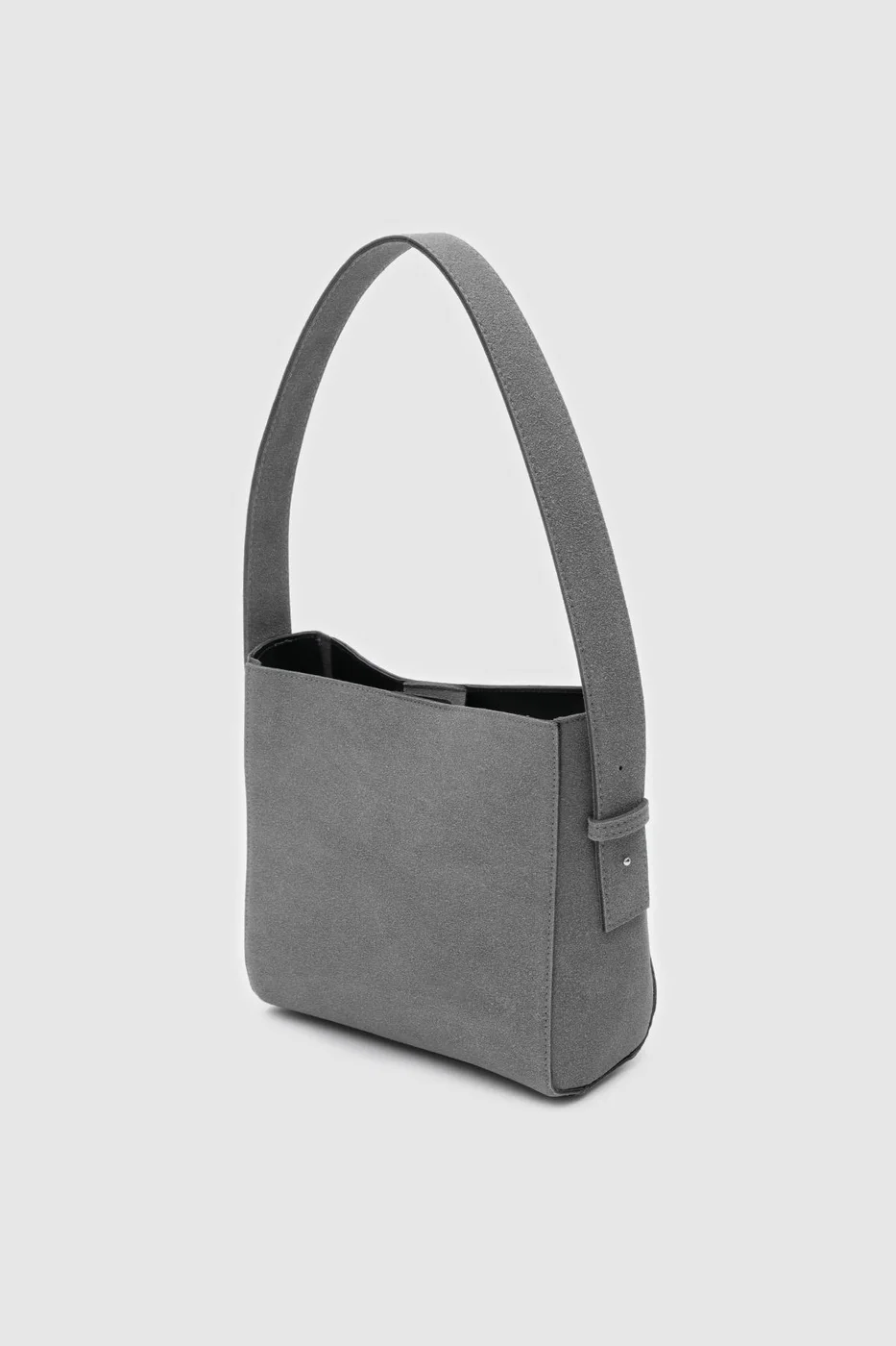 faux suede shoulder bag in anthracite