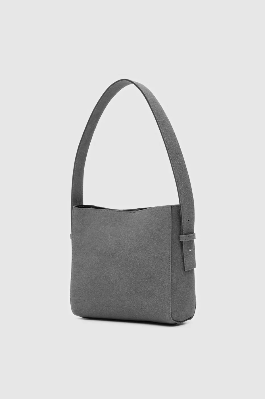 faux suede shoulder bag in anthracite