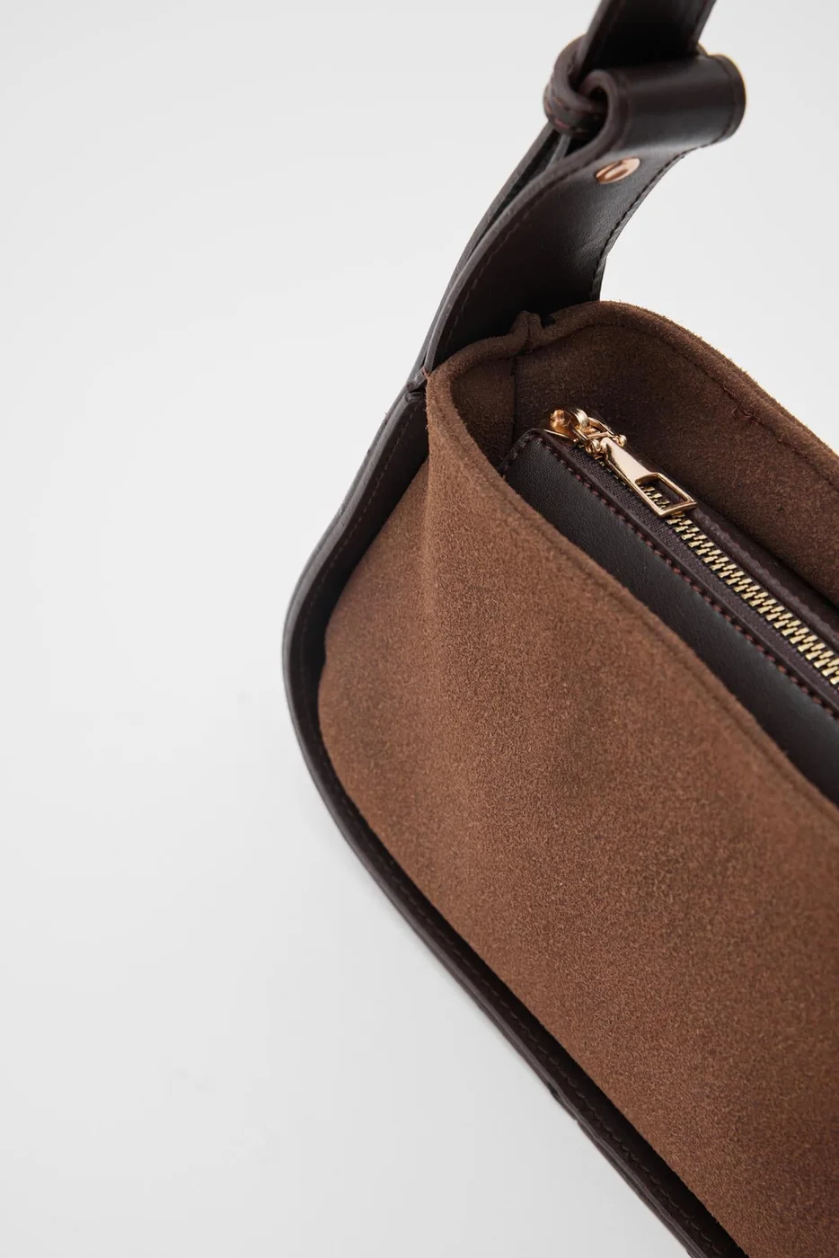 faux suede baguette bag faux suede baguette bag in dark brown