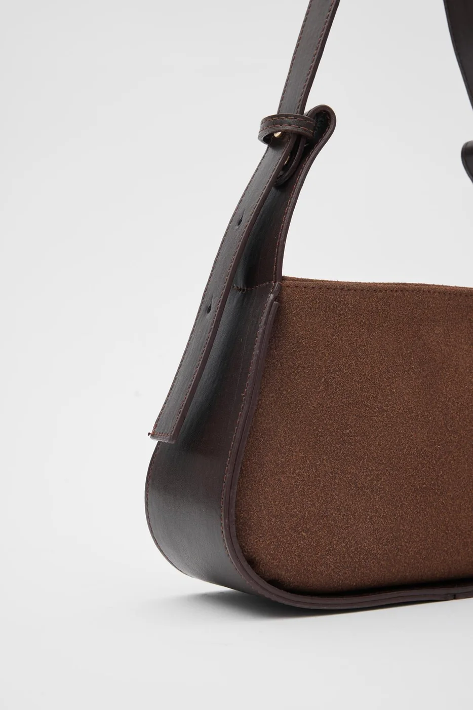 faux suede baguette bag faux suede baguette bag in dark brown