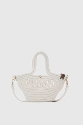 Straw Crossbody Bag in cream