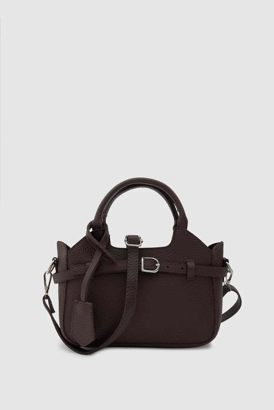 faux leather crossbody bag in dark brown