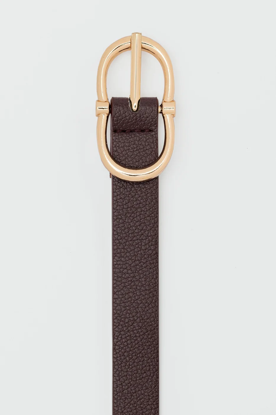 Faux leather belt with oval buckle Faux leather belt with oval buckle in brown