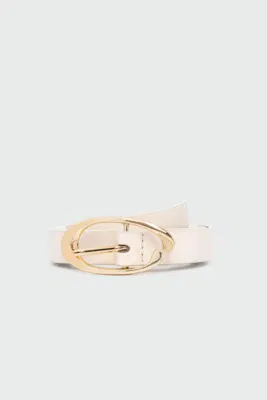 faux leather belt with oval buckle faux leather belt with oval buckle in cream