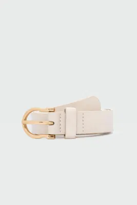 faux leather belt with oval buckle faux leather belt with oval buckle in cream