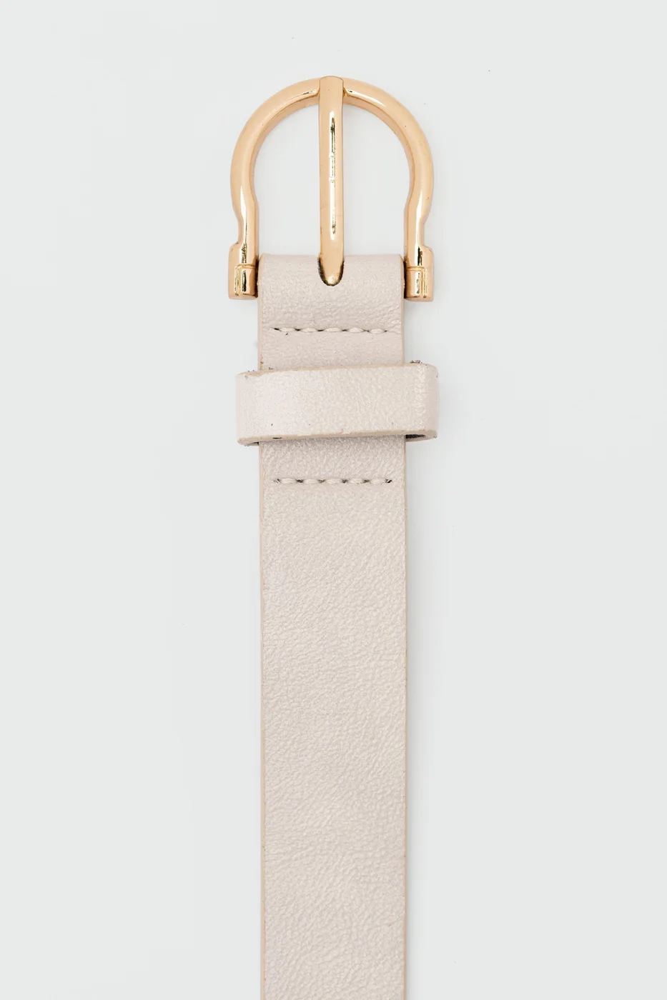 faux leather belt with oval buckle in cream