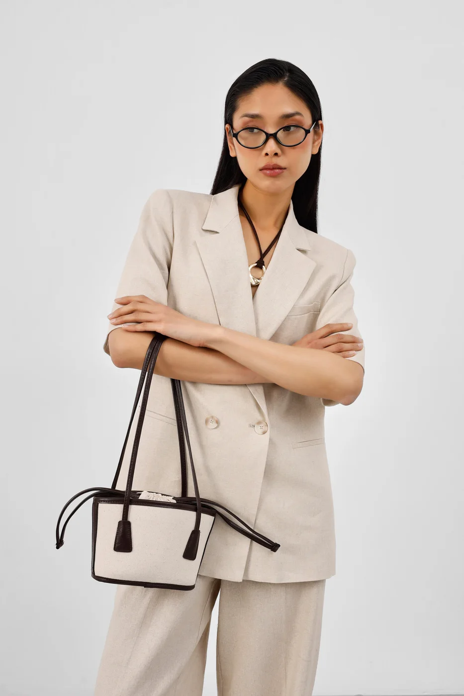 canvas bucket bag in brown