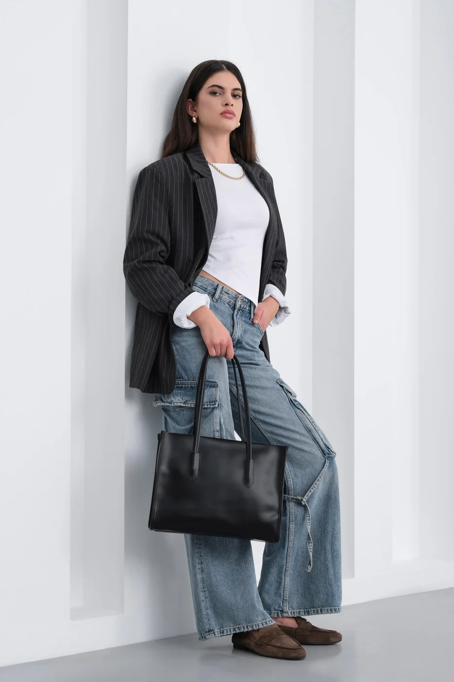 Faux leather shoulder bag Faux leather shoulder bag in black