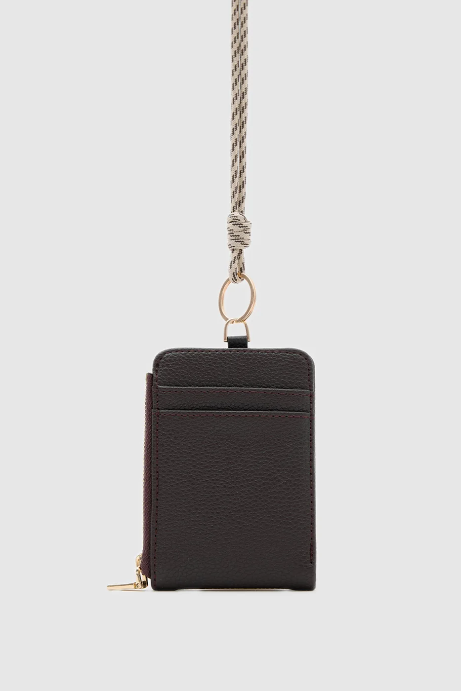 Faux leather wallet in stylish design in dark brown