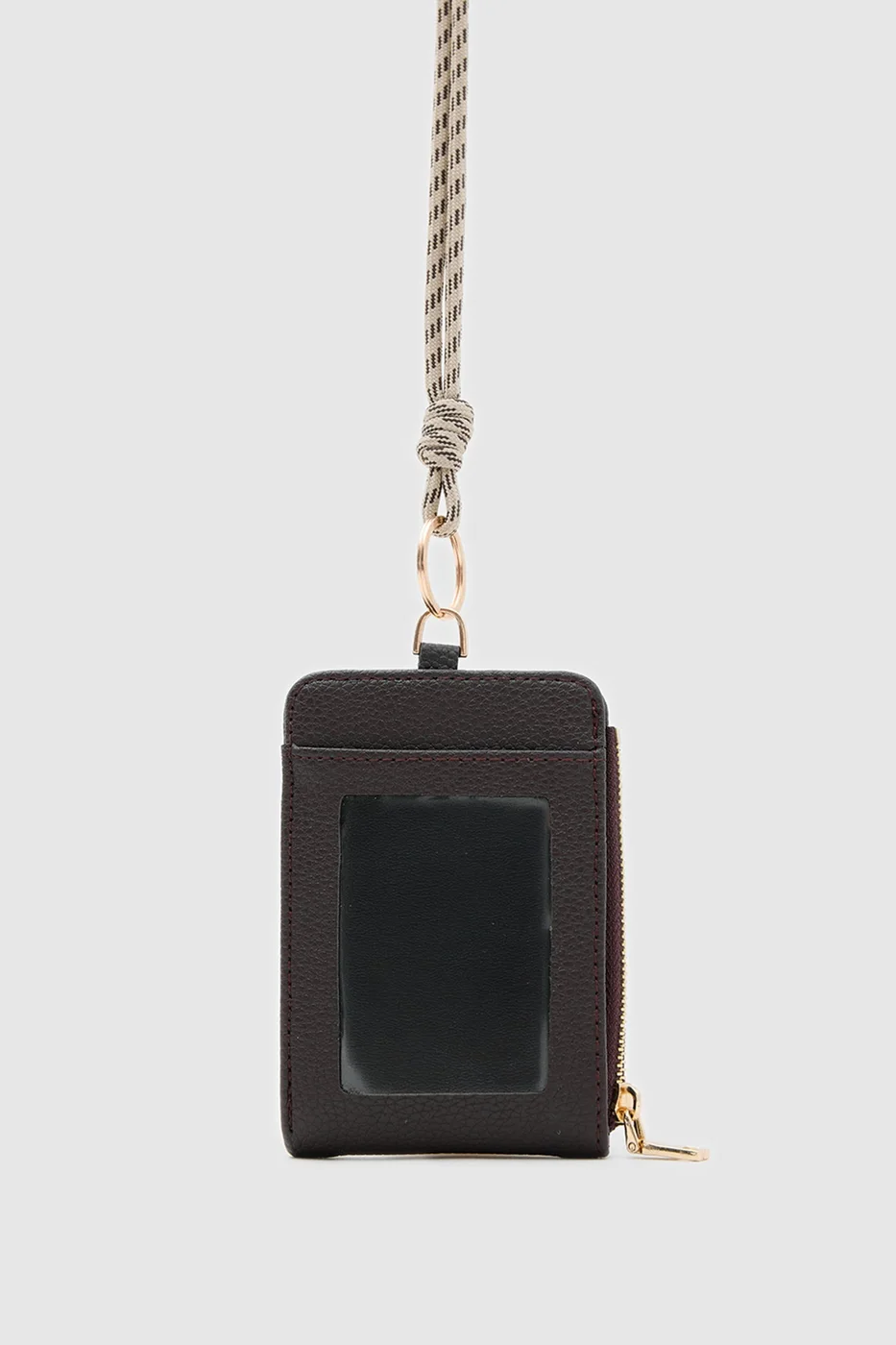 Faux leather wallet in stylish design in dark brown