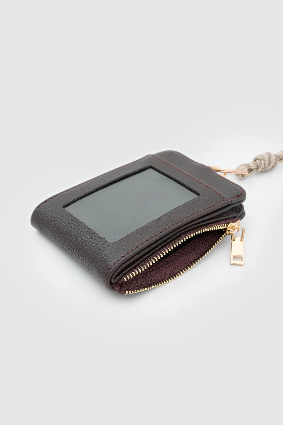Faux leather wallet in stylish design in dark brown
