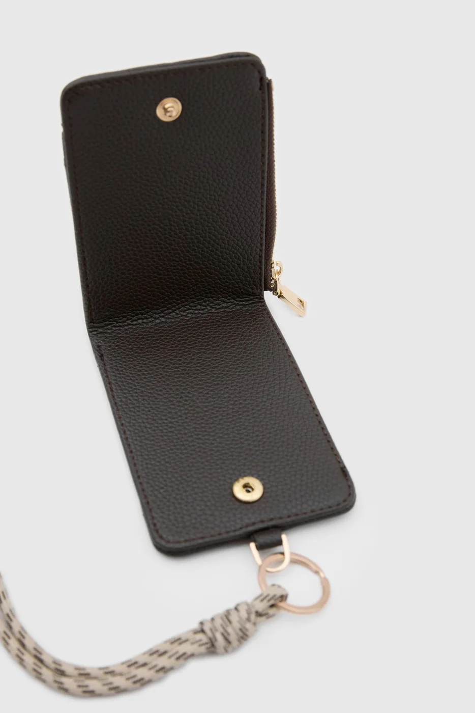 Faux leather wallet in stylish design in dark brown