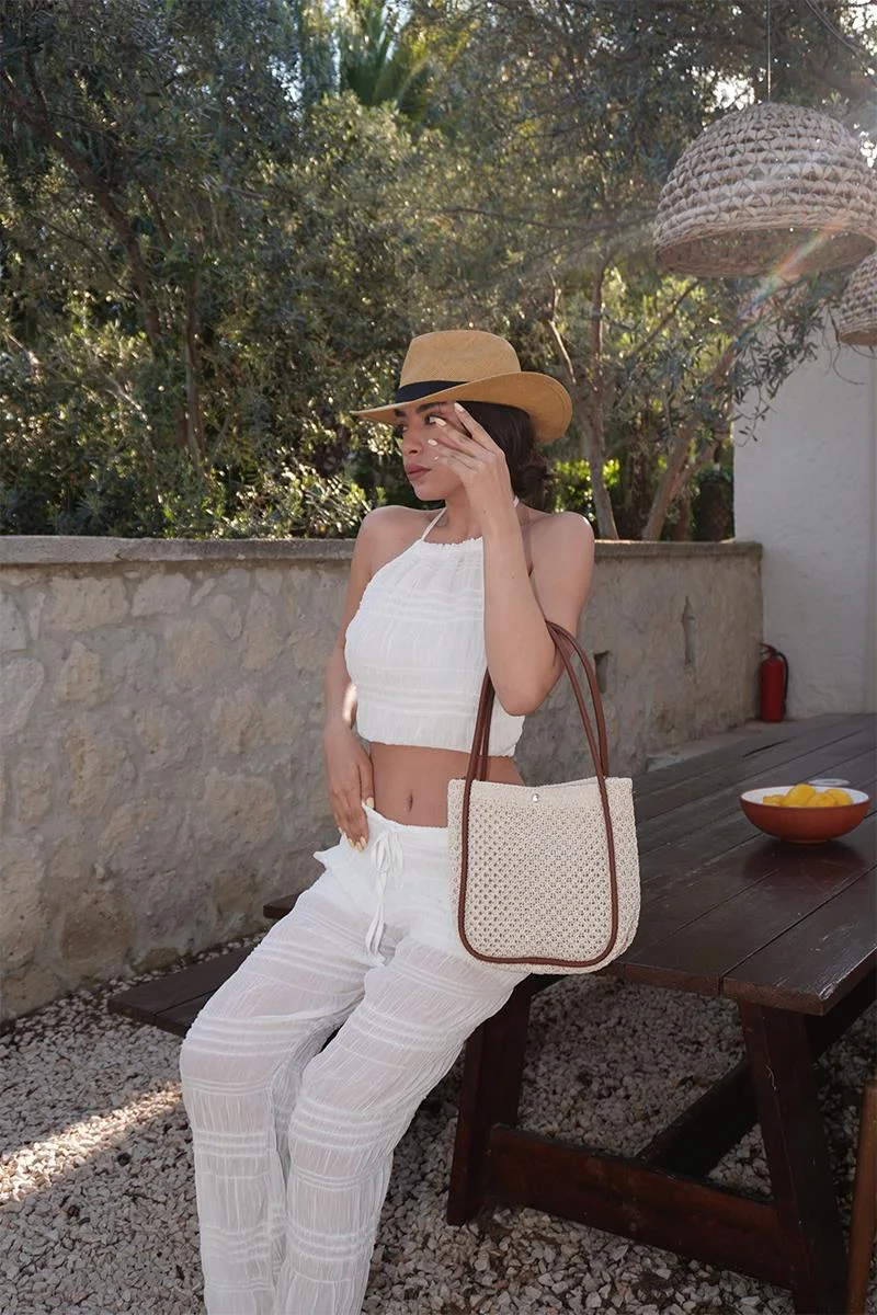 straw shoulder bag straw shoulder bag in cream