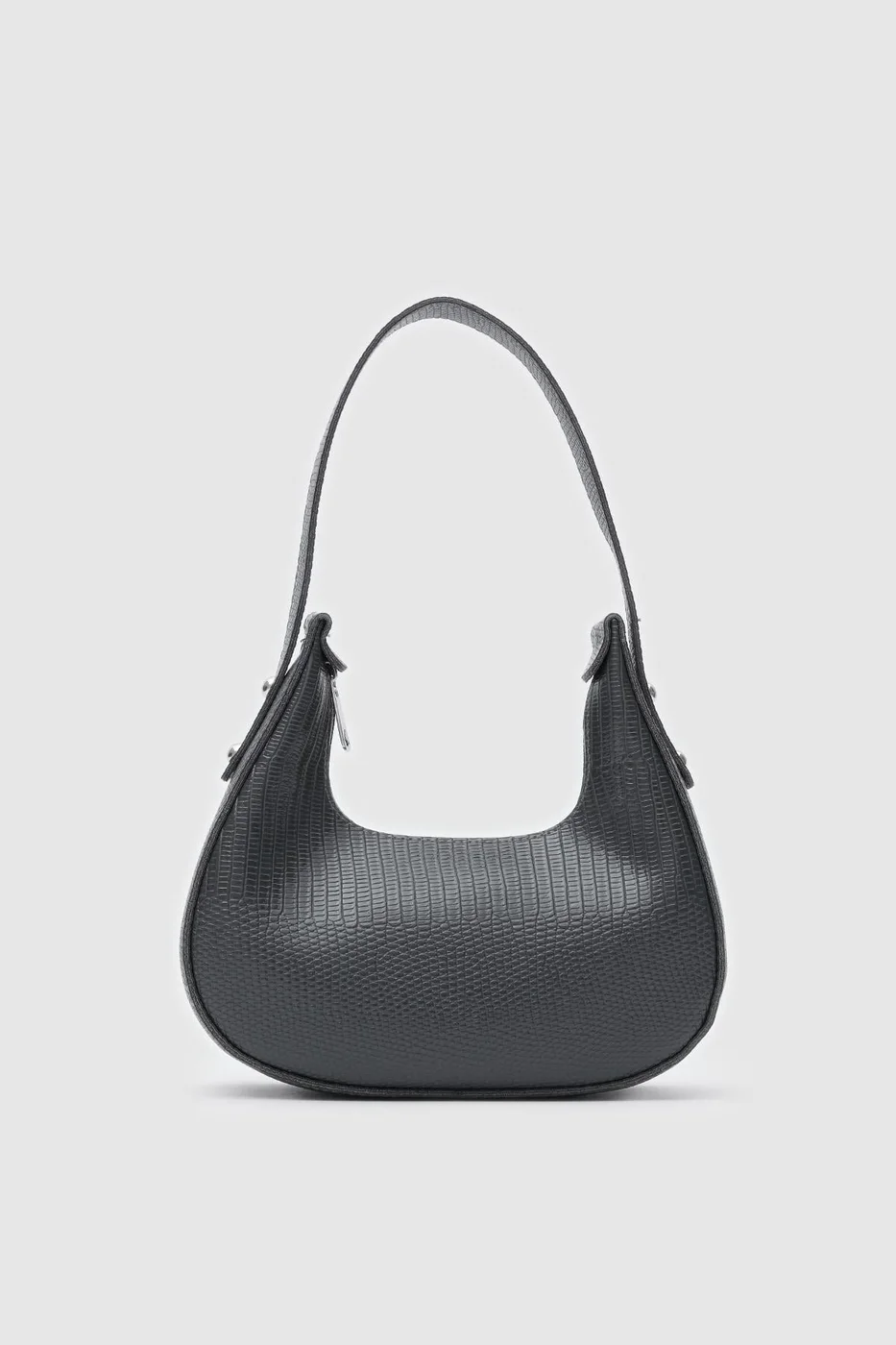 faux leather baguette bag in charcoal