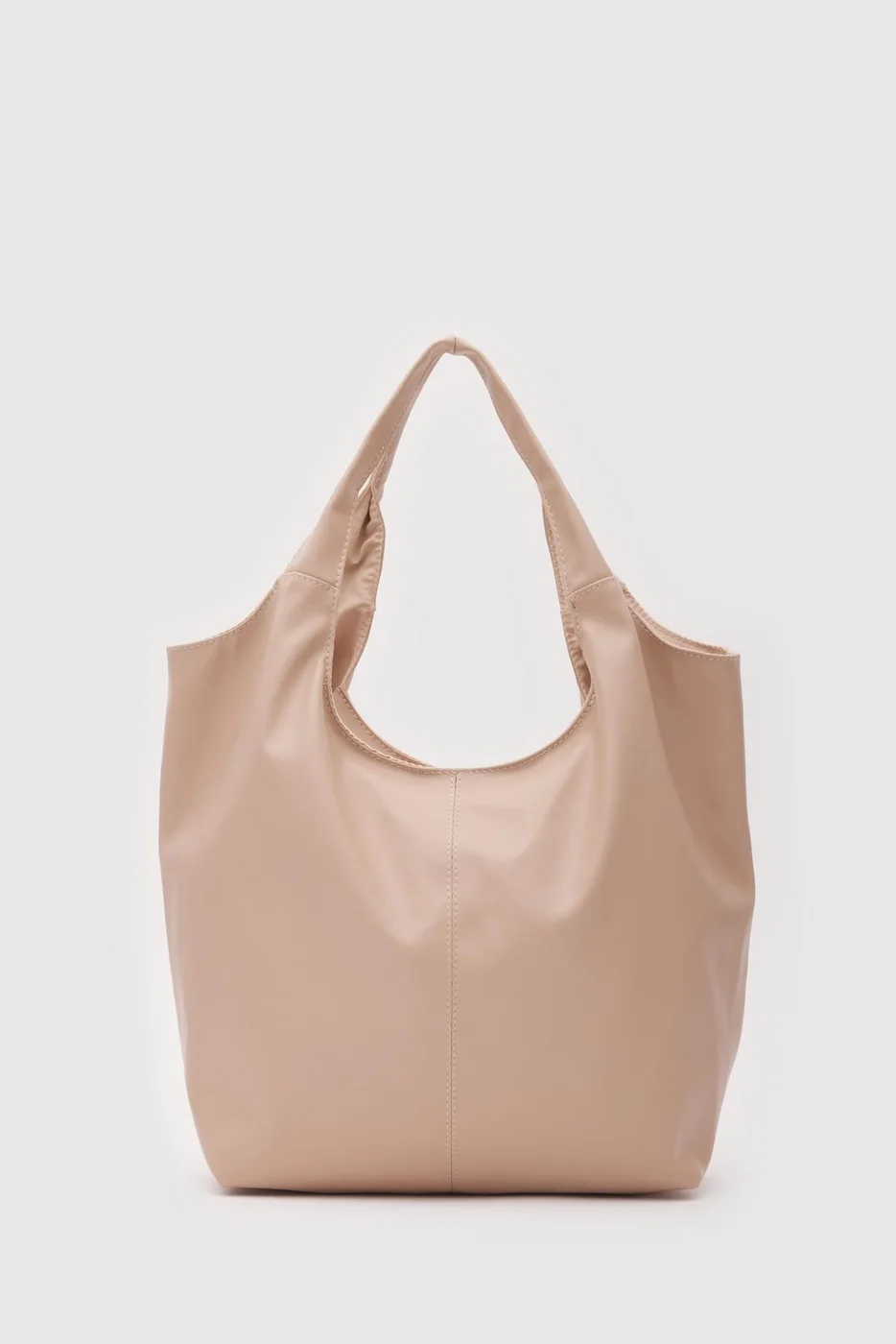 faux leather shoulder bag in beige