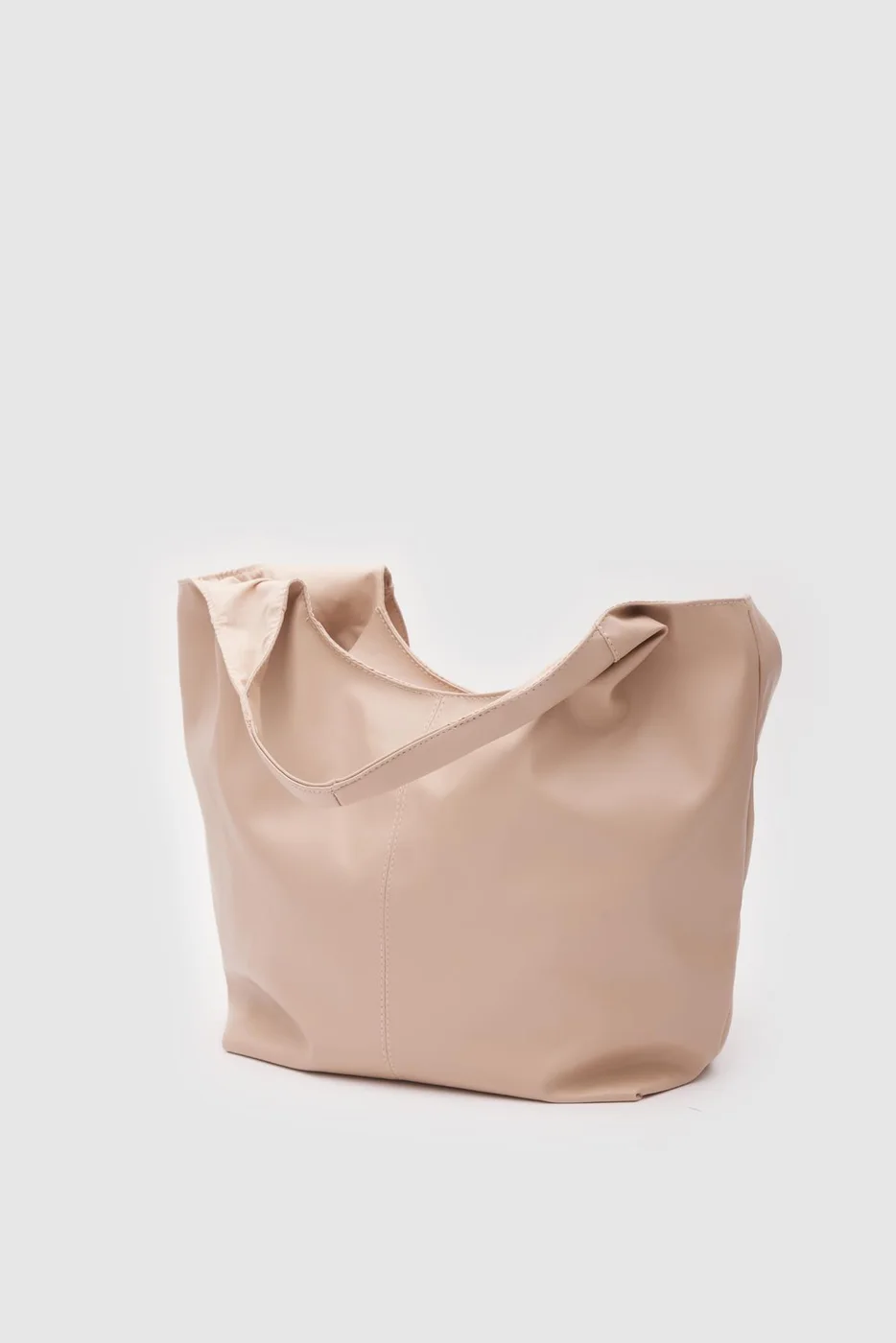 faux leather shoulder bag in beige