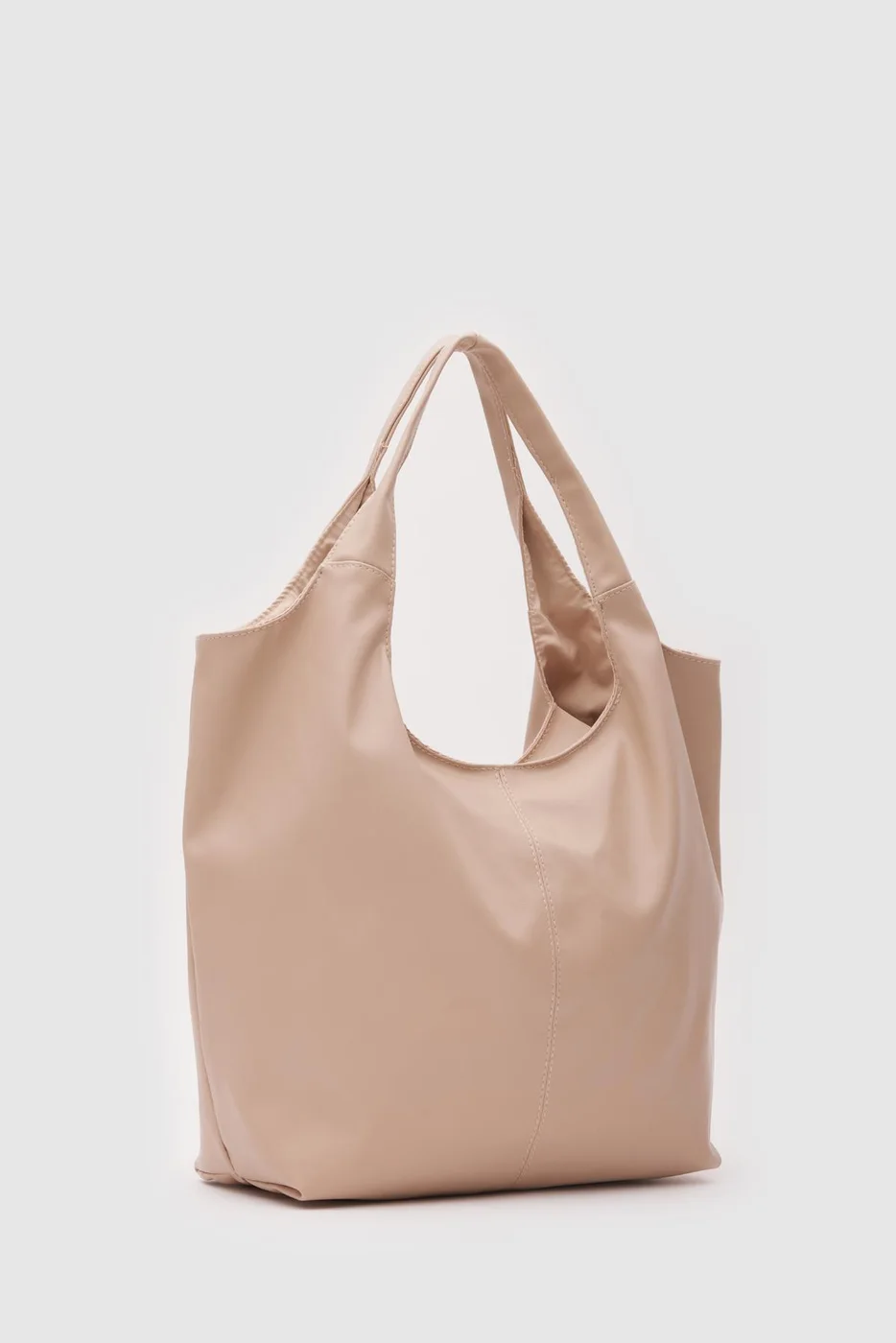 faux leather shoulder bag in beige