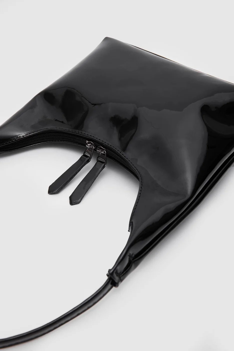 Faux leather baguette bag in black