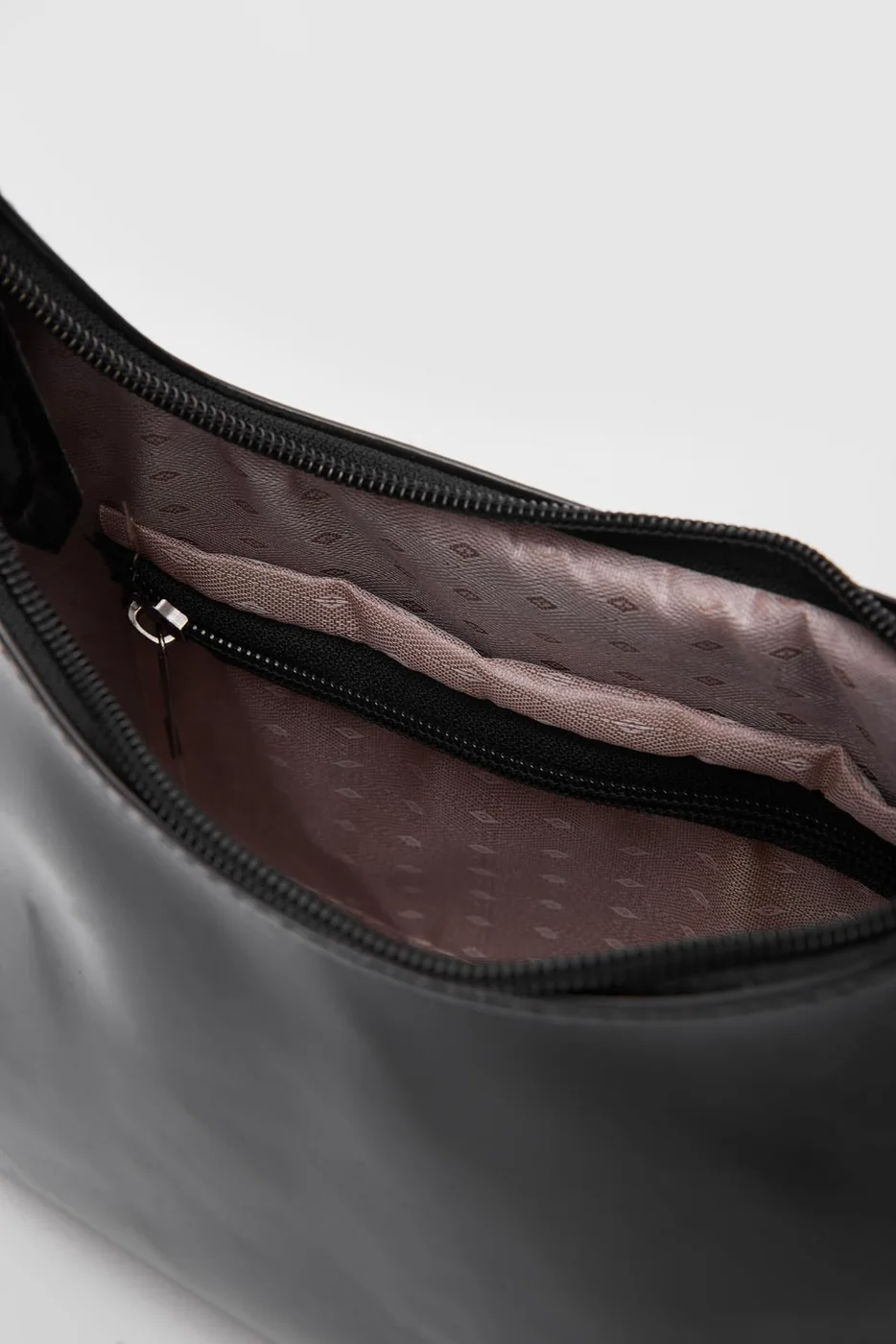 Faux leather baguette bag in black