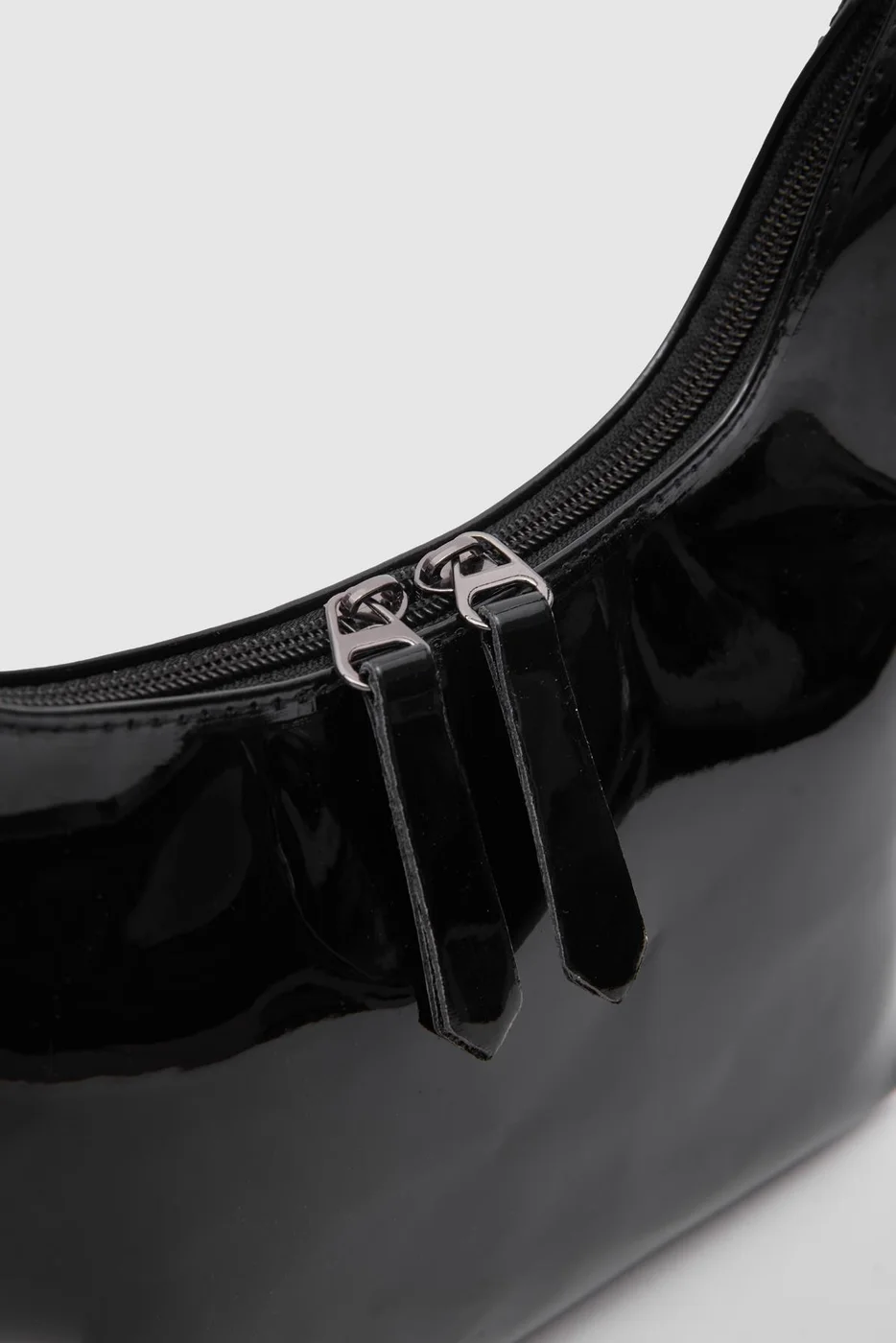 Faux leather baguette bag in black