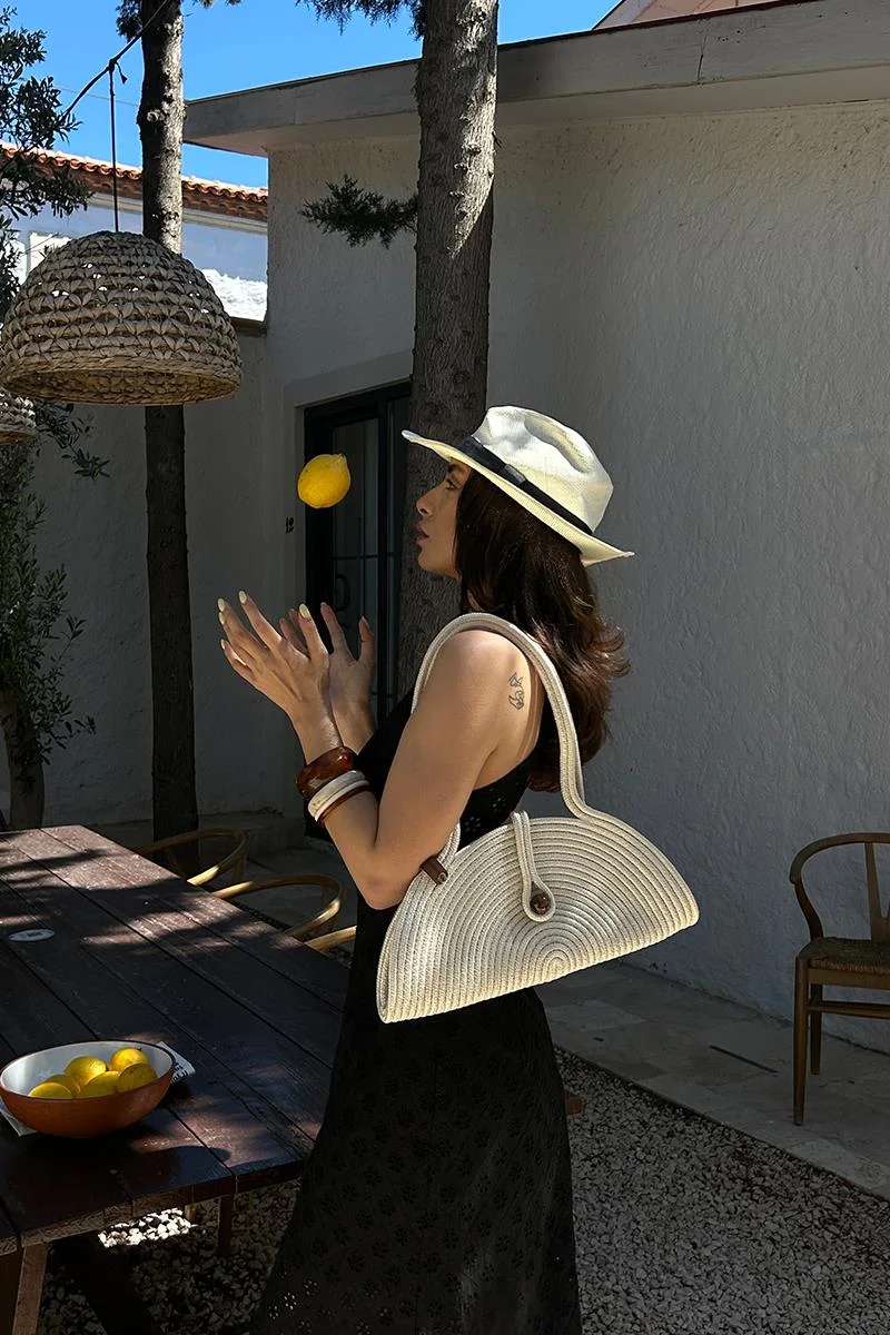 straw shoulder bag straw shoulder bag in cream