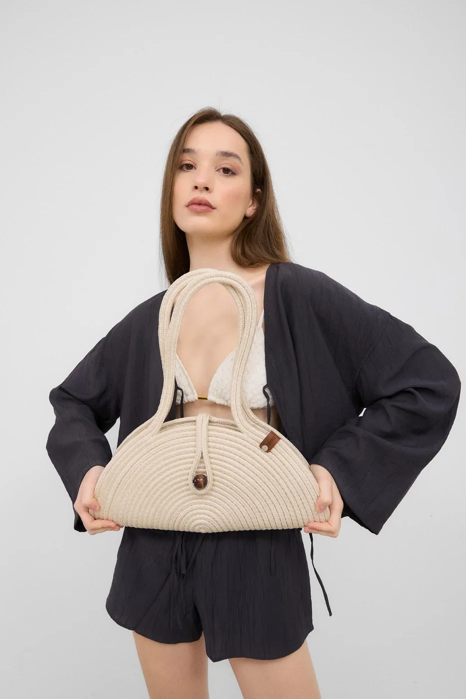straw shoulder bag straw shoulder bag in cream