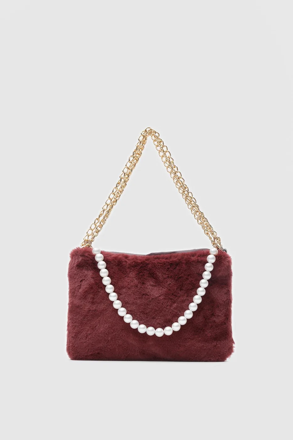 Teddy crossbody bag for stylish outings in burgundy