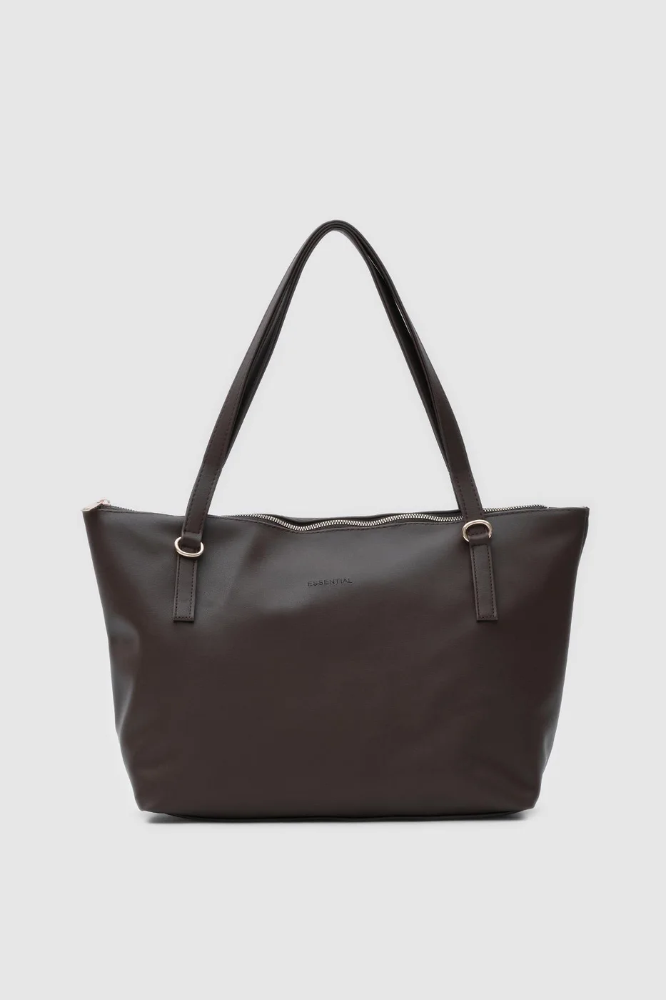 Faux Leather Shoulder Bag in dark brown