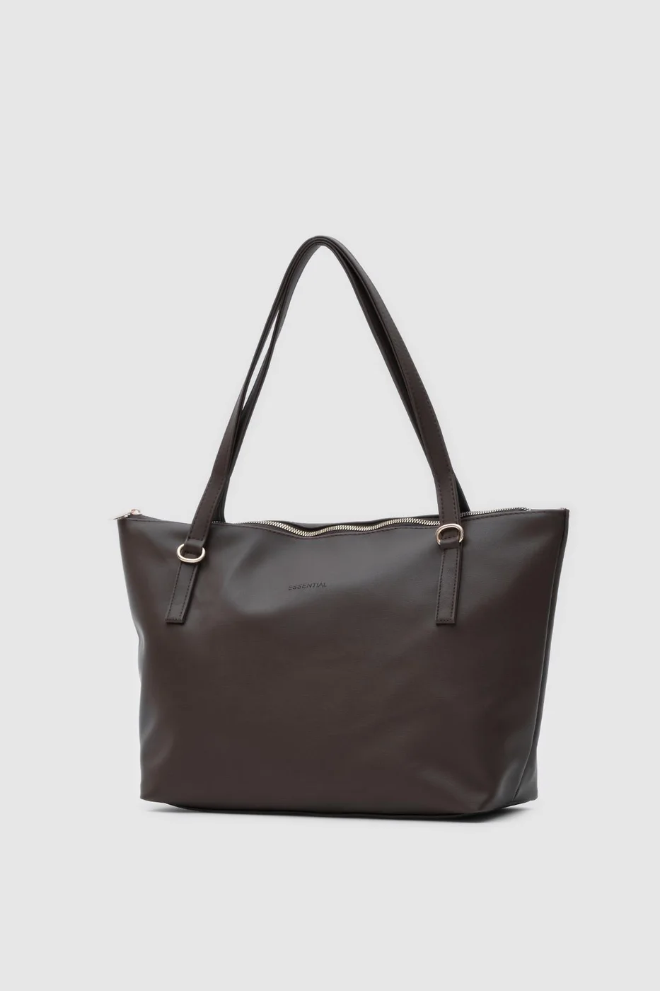 Faux Leather Shoulder Bag in dark brown