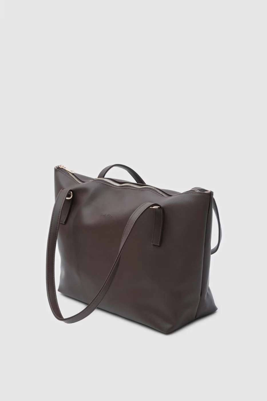 Faux Leather Shoulder Bag in dark brown
