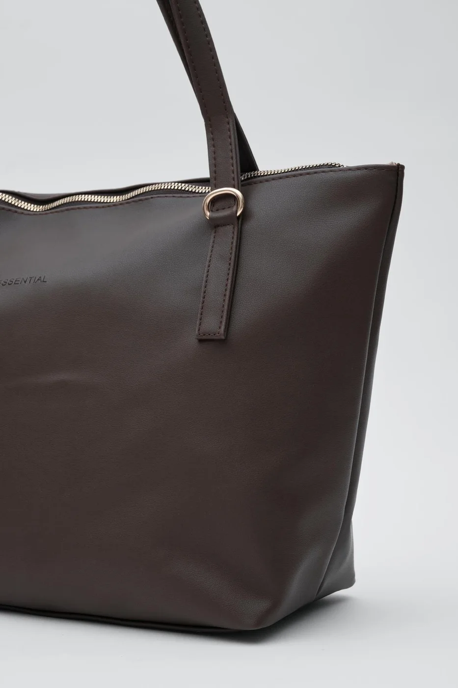 Faux Leather Shoulder Bag in dark brown
