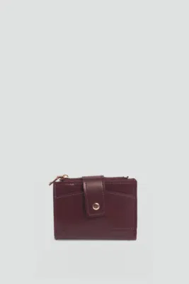 Faux leather wallet for women in burgundy